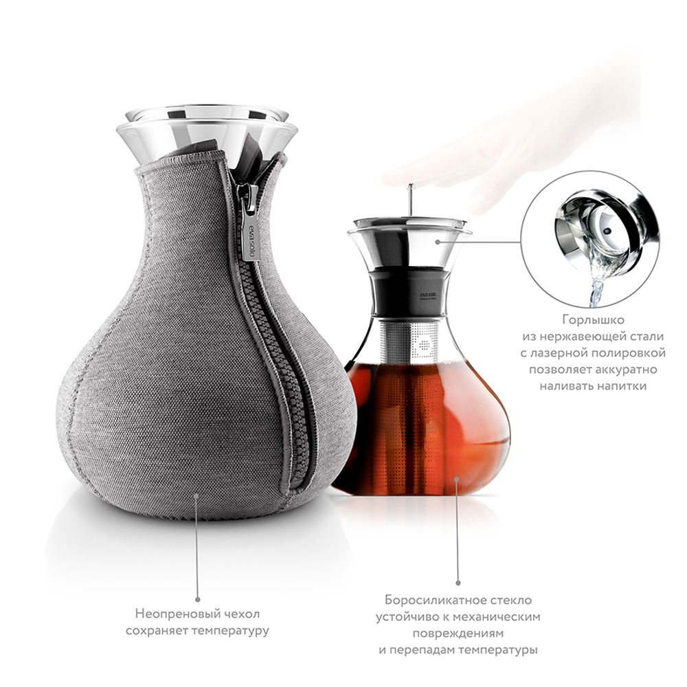 Чайник заварочный Tea maker в неопреновом текстурном чехле, 1 л, темно-серый, Eva Solo