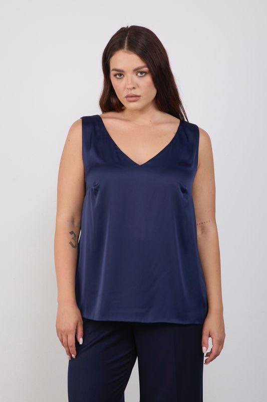 Топ двухслойный на широких бретелях; синий