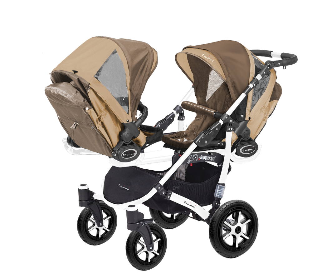 Коляска для двойни BabyActive Twinny Standart 2 в 1 White (Бежевый)