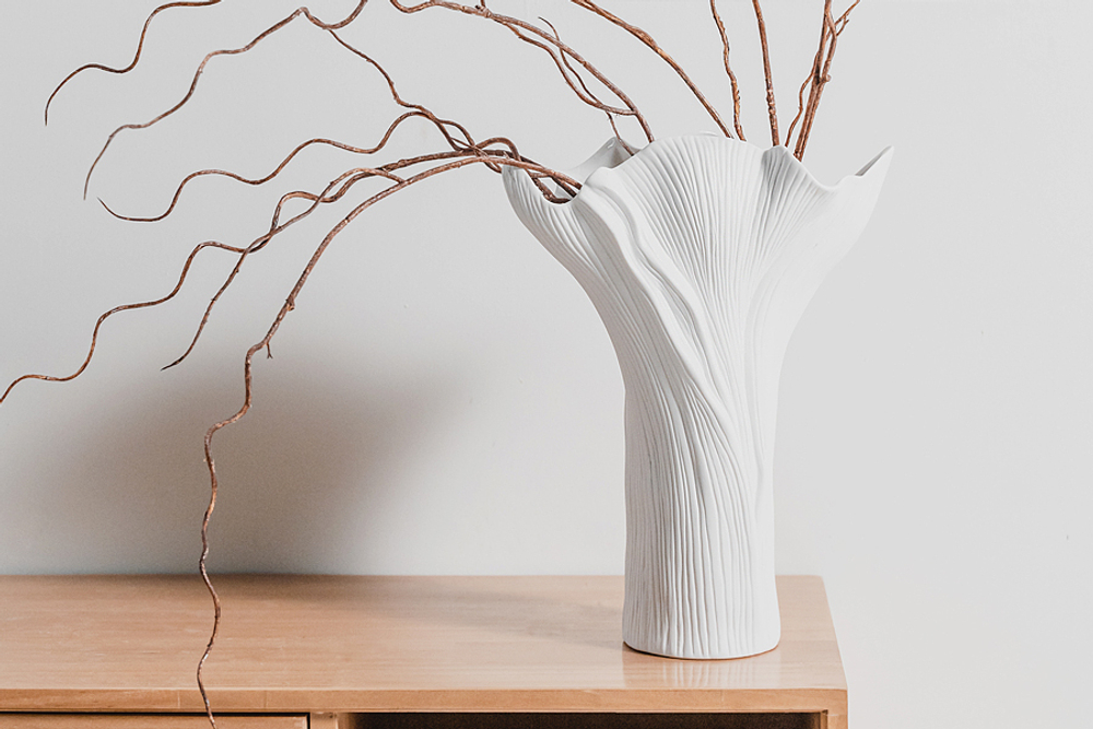 Ваза для цветов 34см Home & Style Факел Diana белая