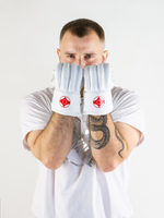 C642 Перчатки снарядные (Шингарты) Clinch Bag Gloves Cut Finger Kyokushinkai белые