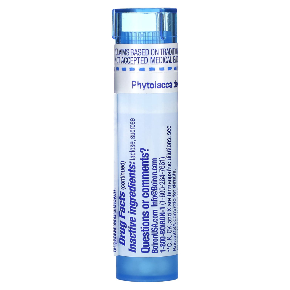 Boiron, Phytolacca Decandra, 30C, облегчение боли в горле, прибл. 80 гранул