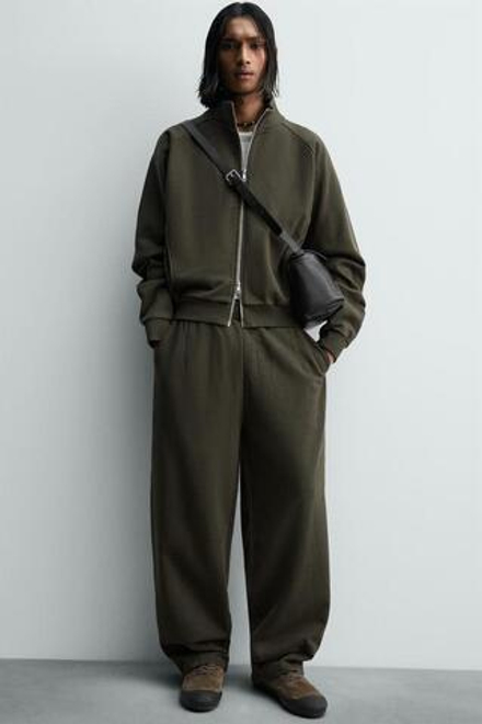 ZARA ДЖОГГЕРЫ BALLOON FIT С ЭФФЕКТОМ ПОТЕРТОСТИ - LIMITED EDITION, ХАКИ