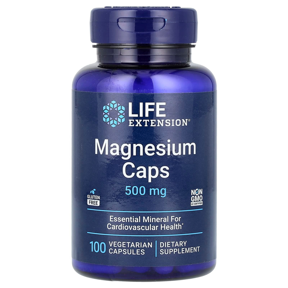 Life Extension, Магний в капсулах, 500 мг, 100 вегетарианских капсул