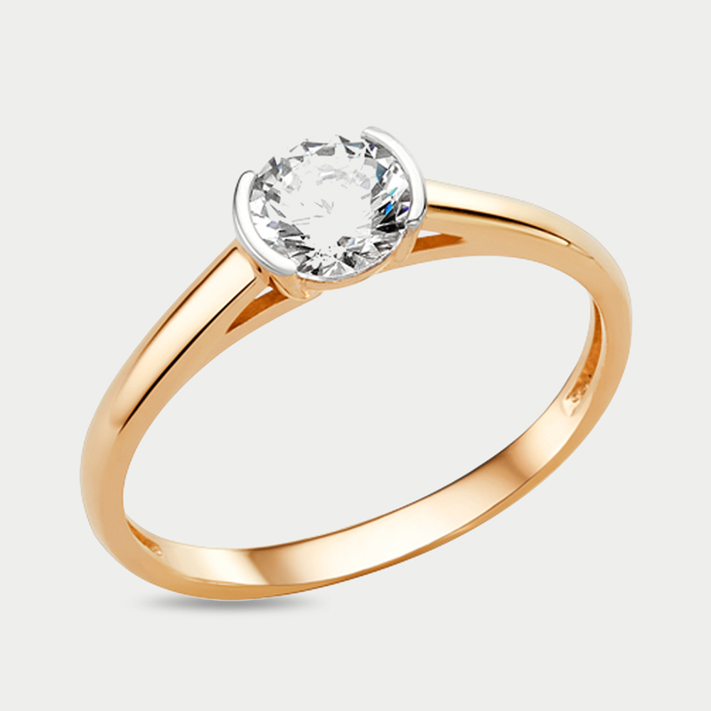 Помолвочное кольцо для женщин с фианитами из розового золота 585 пробы (арт. 011511-1102)