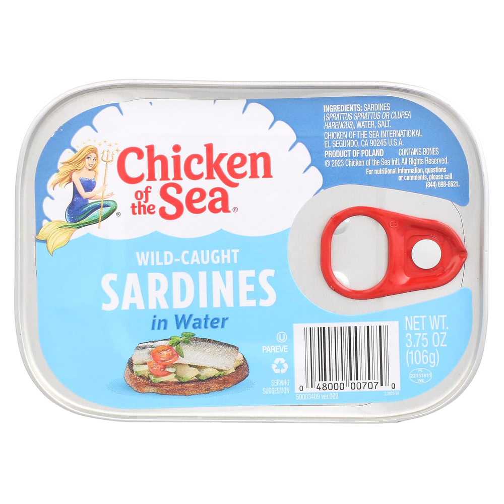 Chicken of the Sea, Дикие сардины в воде, 106 г (3,75 унции)
