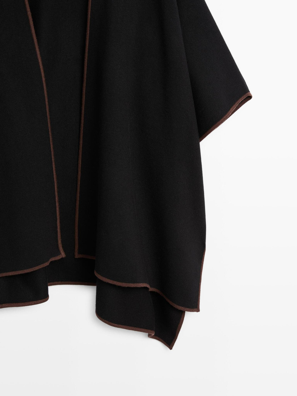 Massimo Dutti Вязаное пончо с контрастными деталями, черный