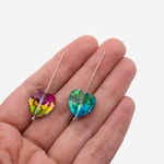 Кристалл-сердце с продольным отверстием оттенок "Закат в тропиках", 14мм