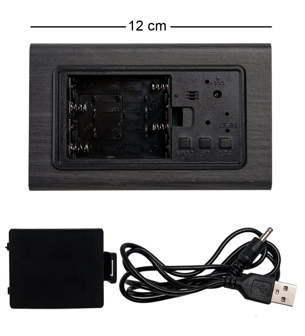 ЯЛ-07-07/ 3 Часы электронные треуг.сред. (чёрное дерево с синей подсветкой)