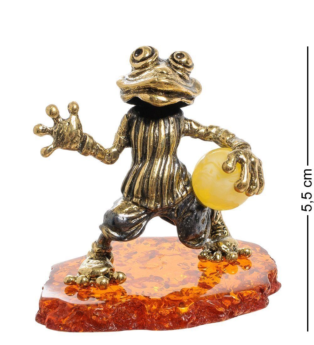 Народные промыслы AM-1980 Фигурка «Лягушка вратарь» (латунь, янтарь)