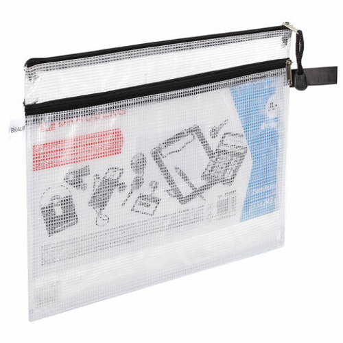 Папка-конверт на молнии МАЛОГО ФОРМАТА(238х180мм), А5,2 отделения,ПВХ, 0,3мм,BRAUBERG "Solid",223890