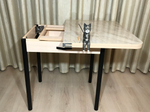 Кухонный раскладной стол с ящиком на черных ножках Wide bilbao