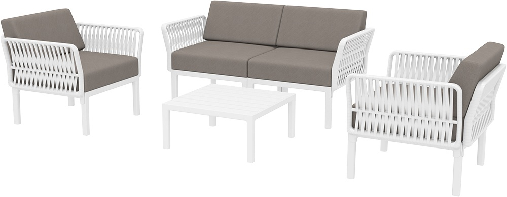 Комплект пластиковой мебели Siesta Contract Portofino Lounge, белый, светло-коричневый