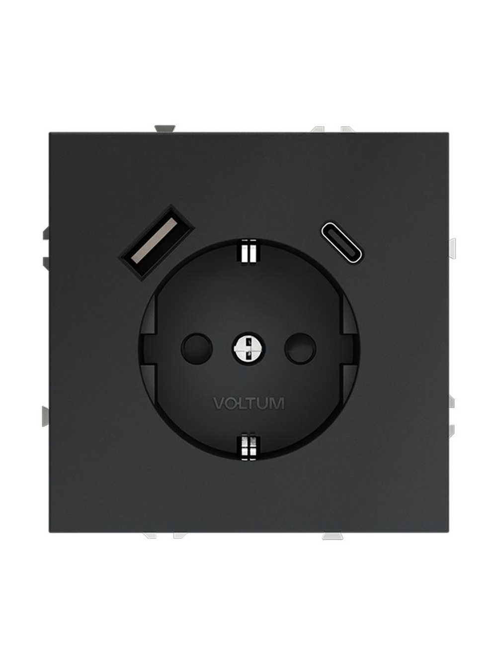 Розетка 1-м СП S70 16А с USB A+С с заземл. защ. шторки механизм графит Voltum VLS040507