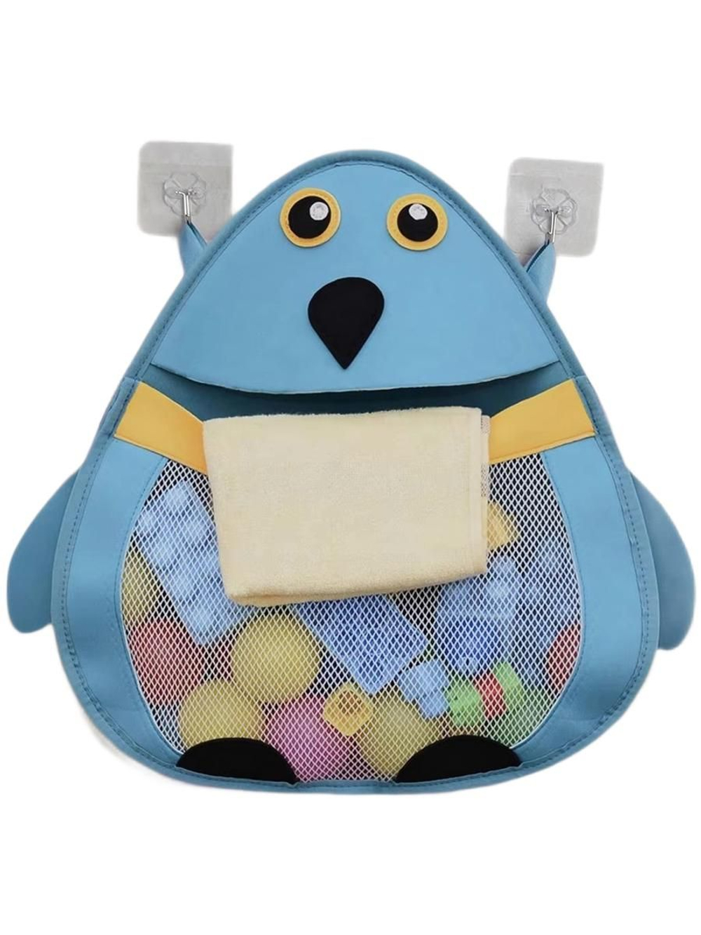 Сетка-органайзер для хранения игрушек в ванной/Пингвин, 38*36см, +2 крючка в подарок!