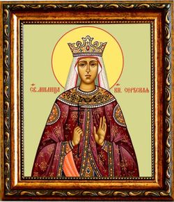 Милица (Евгения) Сербская Святая княгиня. Икона на холсте в раме