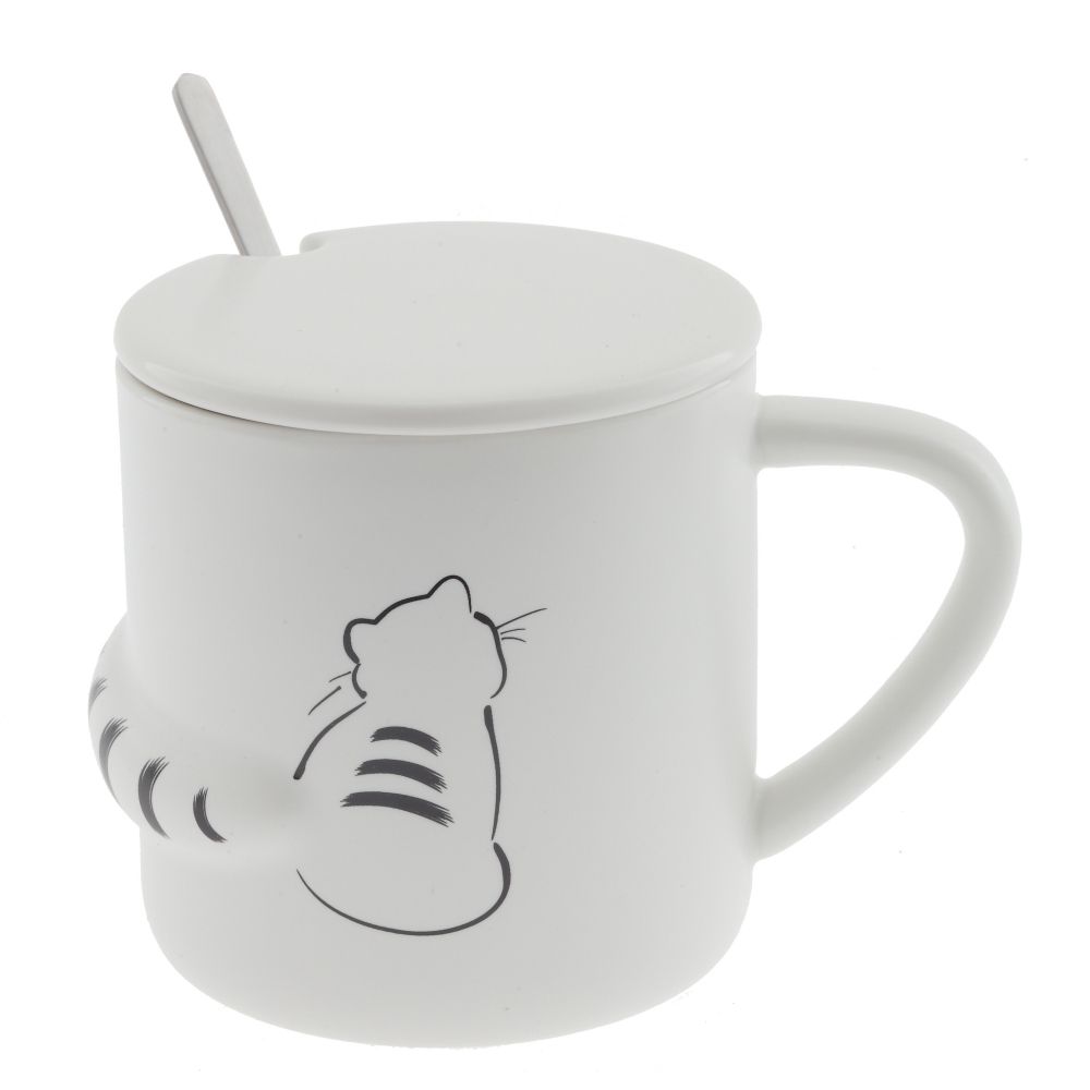 GAEM Кружка с крышкой и ложкой, 400 мл, L8,5 W12 H8 см, 4в.