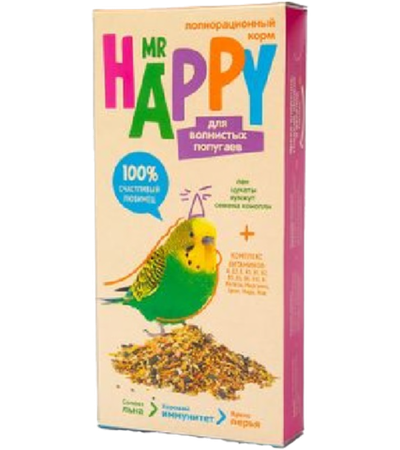 Mr Happy для волнистых попугаев 400гр.