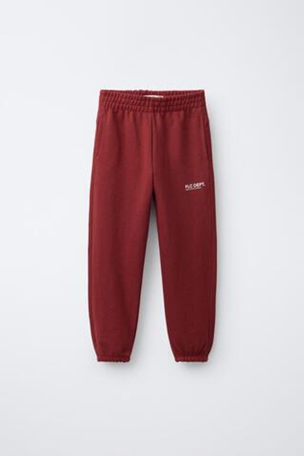 ZARA БРЮКИ-ДЖОГГЕРЫ С НАДПИСЬЮ, КРАСНЫЙ