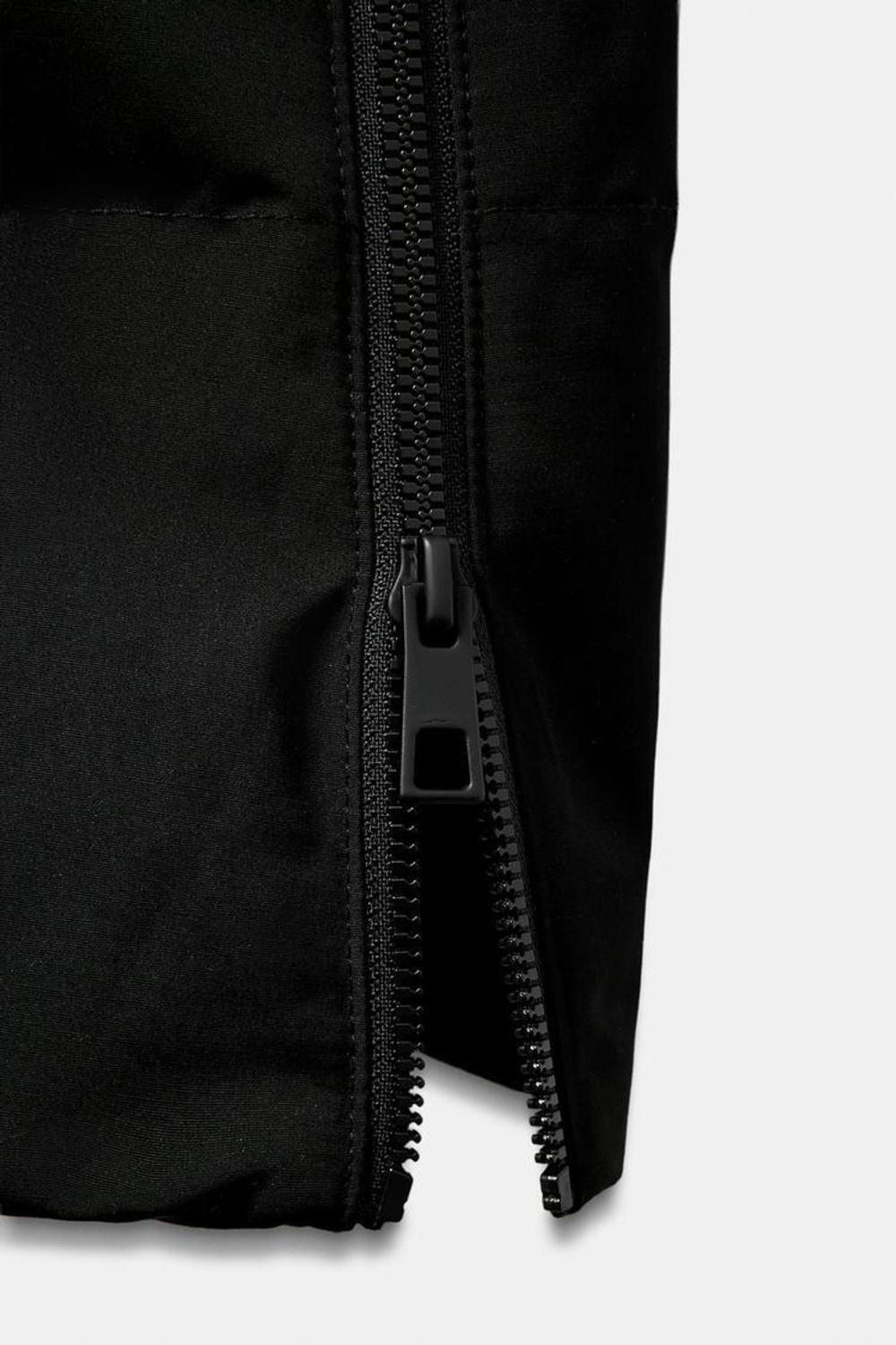 ZARA УДЛИНЕННЫЙ ПУХОВИК С КАПЮШОНОМ WATER REPELLENT WINDPROOF, ЧЕРНЫЙ