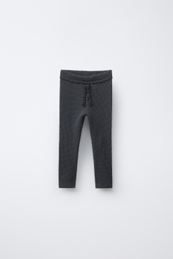 ZARA ЛЕГИНСЫ С КРУЖЕВОМ, ТЕМНЫЙ АНТРАЦИТ