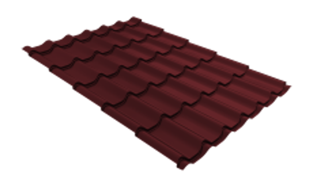 Металлочерепица Классик ("Classic") 0,5 Ral - 3005 красное вино матовый