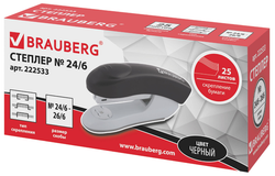 Степлер №24/6, 26/6 BRAUBERG "Original", до 25 листов, черный, 222533
