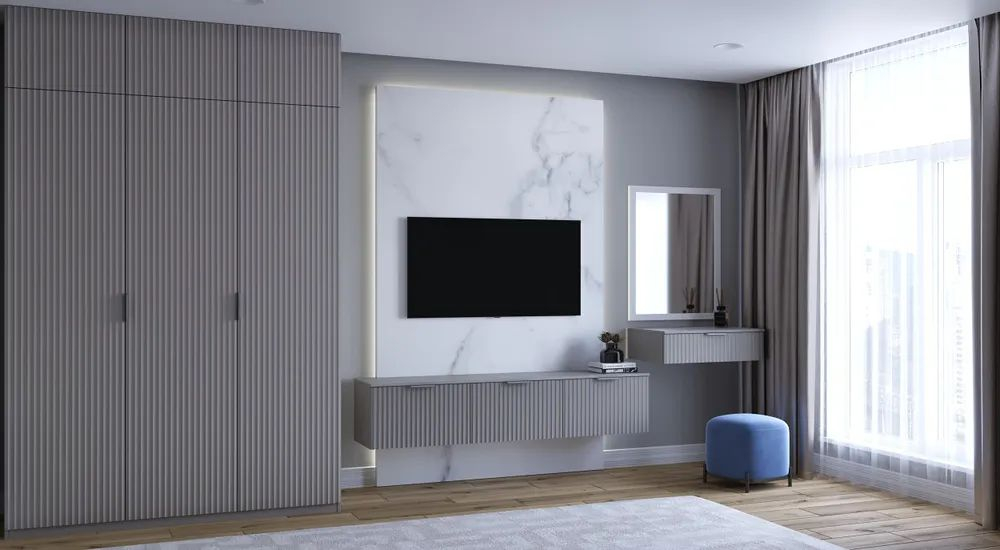 Шкаф для одежды, угловой, Валенсия, серо-коричневый