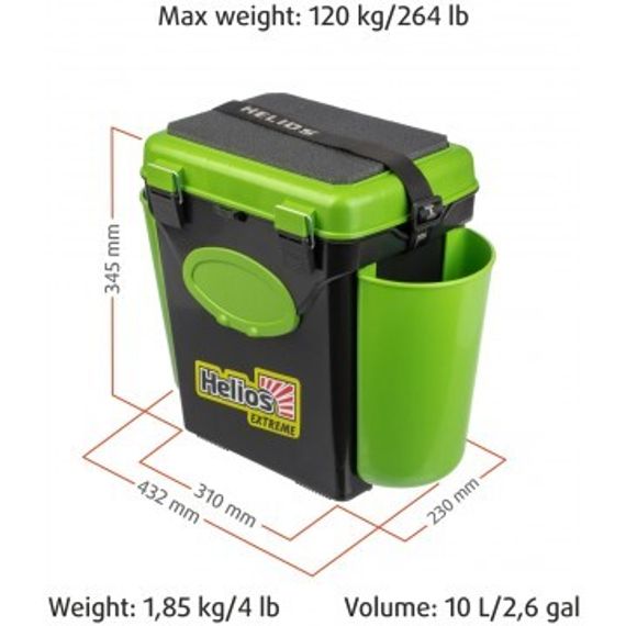 Ящик зимний Helios &quot;FishBox&quot; односекционный (10л) зеленый