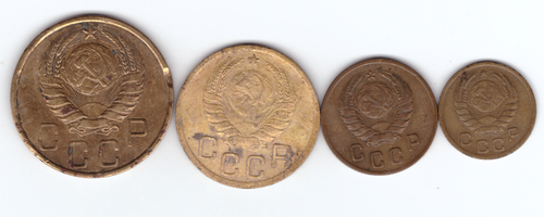 1,2,3,5 копеек 1939 года (F-VF)