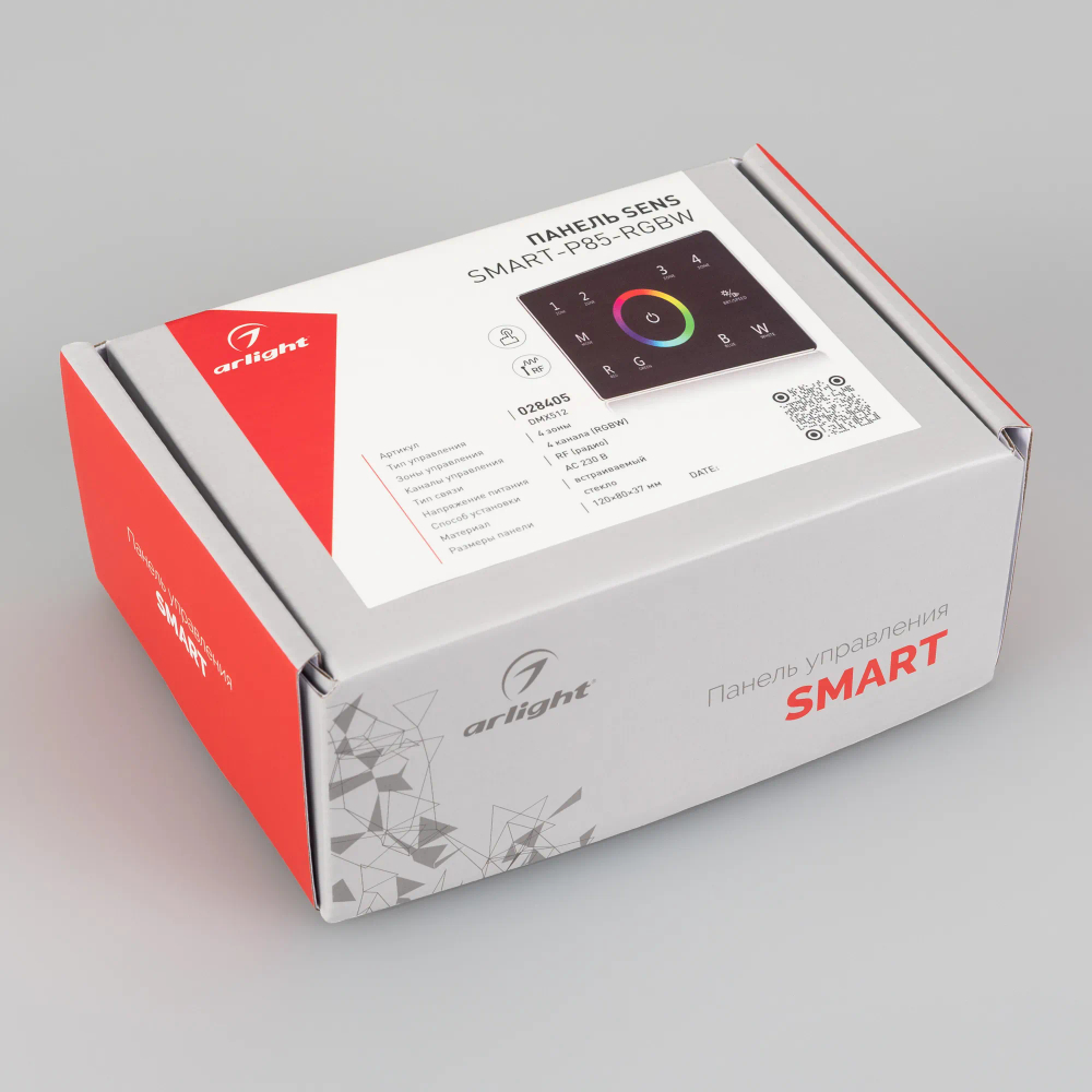 Панель Sens SMART-P85-RGBW Black (230V, 4 зоны, 2.4G) (Arlight, IP20 Пластик, 5 лет) 028405