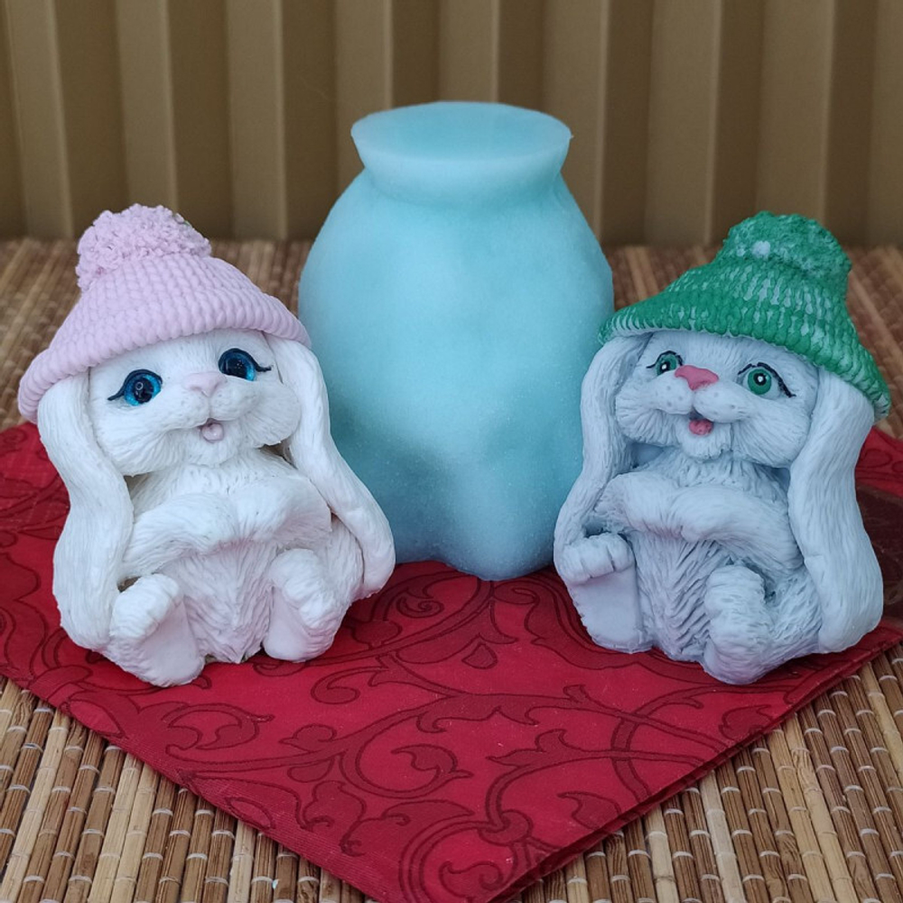 Молд силиконовый 3D "Милый зайка в шапочке" №1716