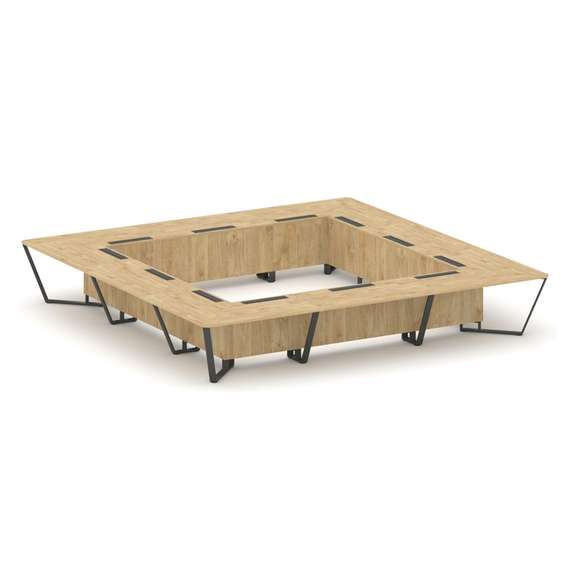 Steel Meet Стол переговорный квадратный KDK-PR.B.SP-24K Тиквуд Светлый/Металл Антрацит 4800*4800*750