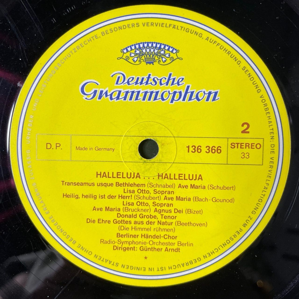 Винтажная виниловая пластинка LP Berliner Handel Chor, Radio Symphonie Orchester Berlin, G nther Arndt Halleluja Halleluja (Germany 1977)