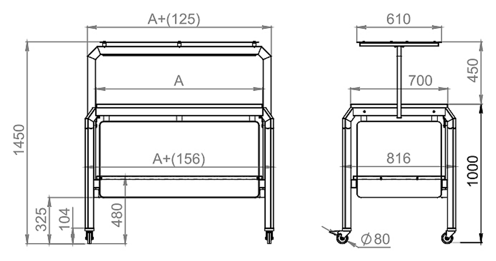Стол нейтральный Кобор AN150 aluminum/glazed/diamant