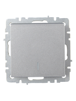 BRITE Выключатель 1-клавишный проходной с индикацией 10А ВС10-1-7-БрА алюминий IEK