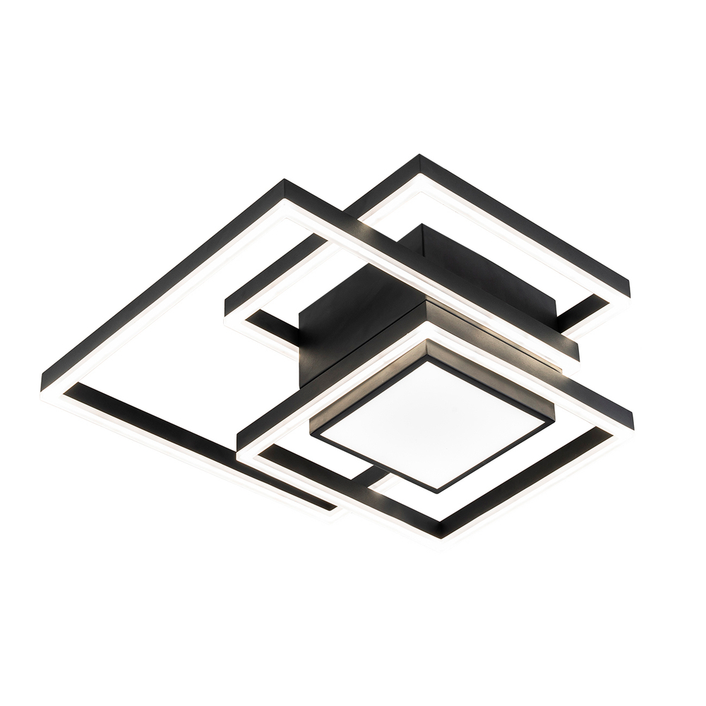 Потолочный светодиодный светильник 143Вт, 10416Лм, 3000-6500К, Ra>80,  плавная регулировка мощности, изменение цветовой температуры, ночник,  металл/акрил, черный