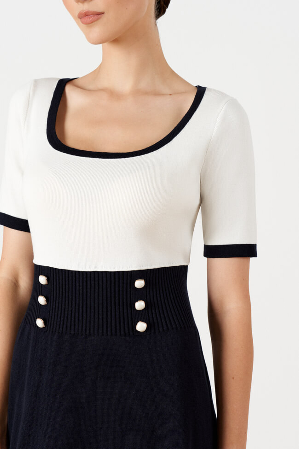 51672 Платье женское (молочный / синий)