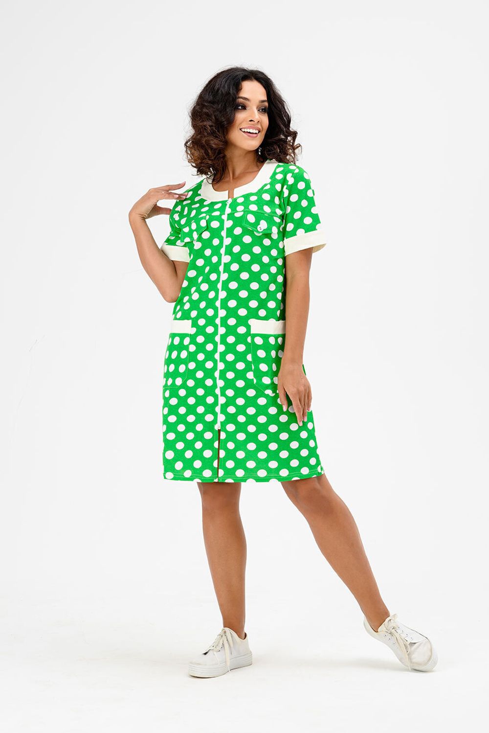 Халат Сабрина (46-56) Serenada горохсалатовый (Акция)