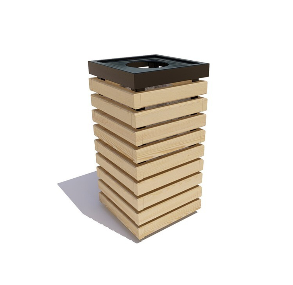 Урна уличная квадратная "Аллея", лак