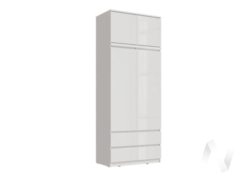 Шкаф 2-х ств (2УПК) (Ш) с антресоль-тумба универсальная МС Челси (белый/белый глянец холодный)