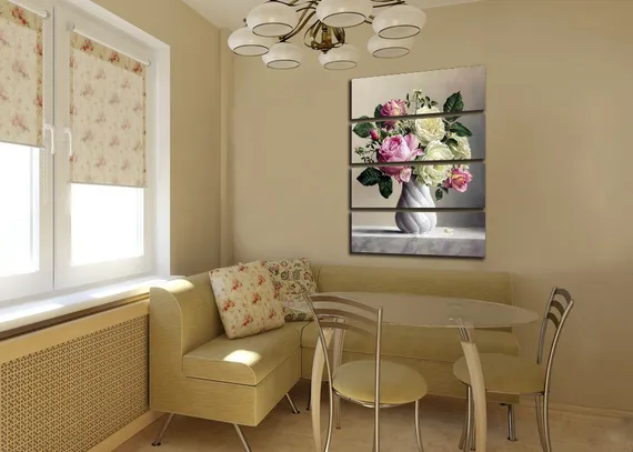 Модульная картина "Розы в вазе"