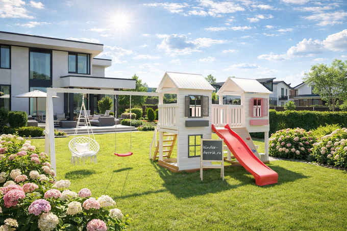 Детский деревянный домик с качелями Флоренция