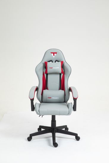 Кресло спортивное TopChairs Phantom ткань серо-красный