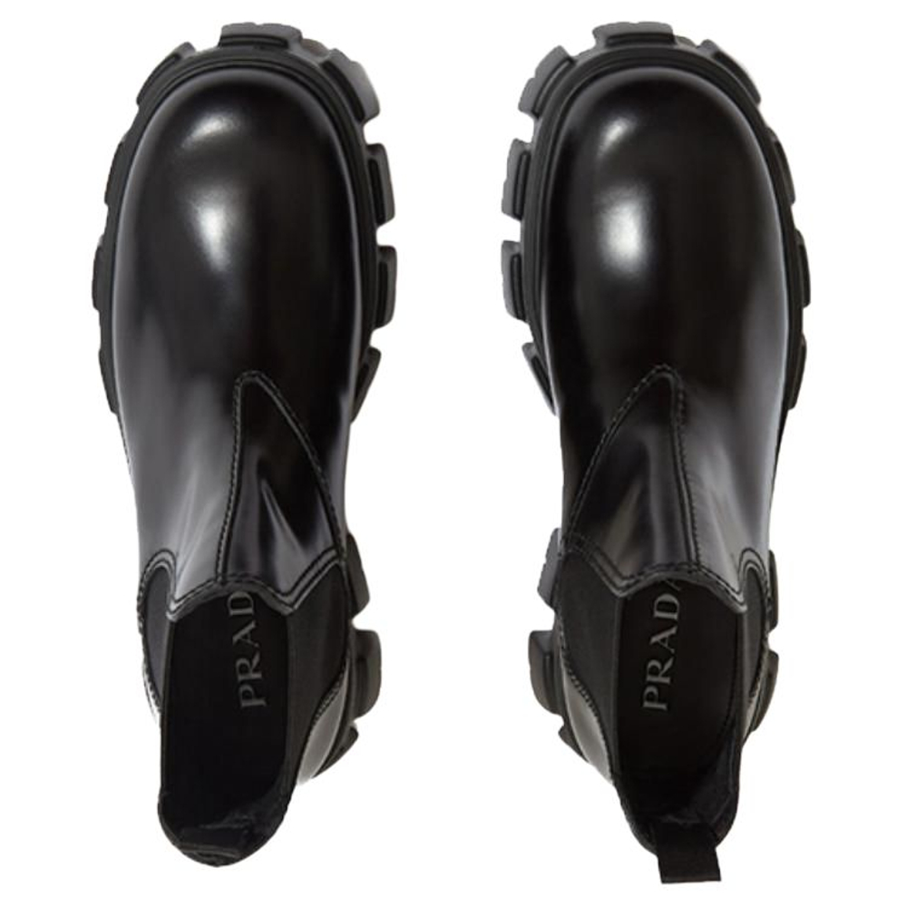 PRADA Moonlith Brushed Leather Chelsea Boots
