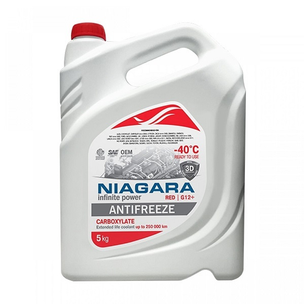 Жидкость охлаждающая "Антифриз" "Niagara" G12+ (карбоксилатный) (красный) 5 кг