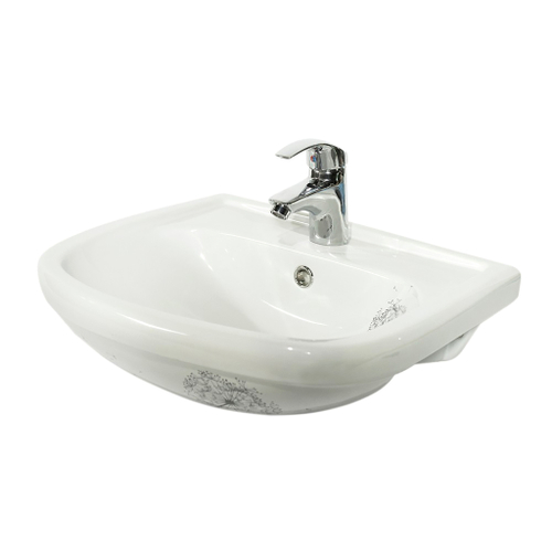 Раковина накладная "Альфана-52" белая ДЕКОР  одуванчик (ОК)