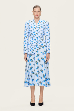 Голубая юбка-миди с цветочным принтом "Фелиция"