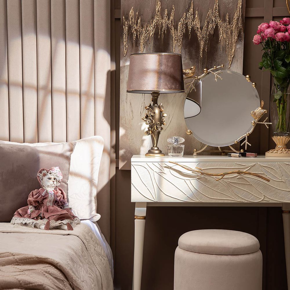 Консоль Арт Колор leaves Классик Голд Кремовый белый