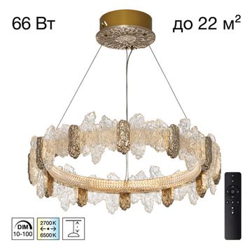 Подвесная люстра с пультом 66W 3000-6000K CL250162 золото LAVA Citilux